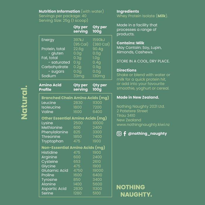 NZ Whey Protein Isolate - 1kg Refill Bag