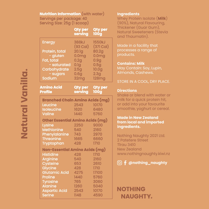 NZ Whey Protein Isolate - 1kg Refill Bag