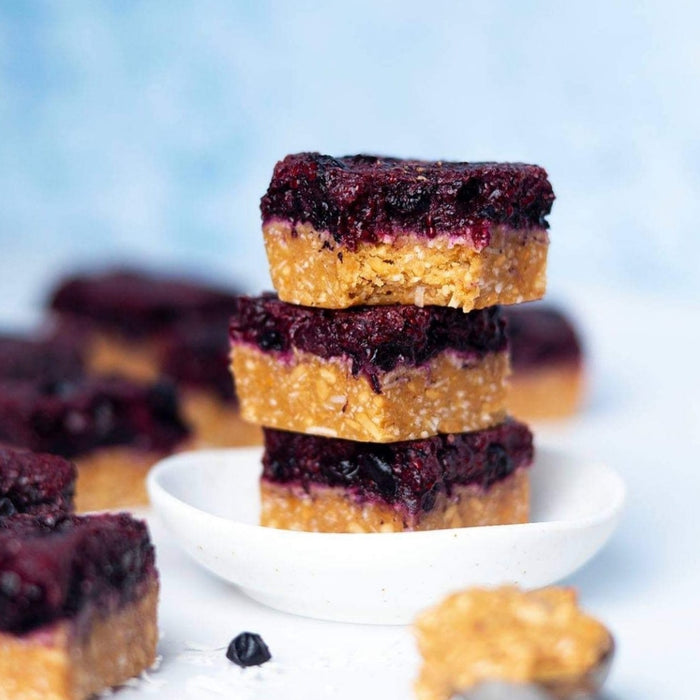 Low-sugar Peanut Butter and Jelly Slice