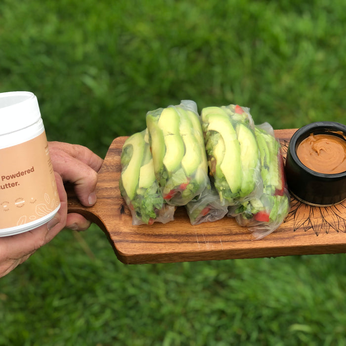 Avocado + Tofu Rice Paper Rolls with a Peanut Butter dipping sauce 🥑🥜