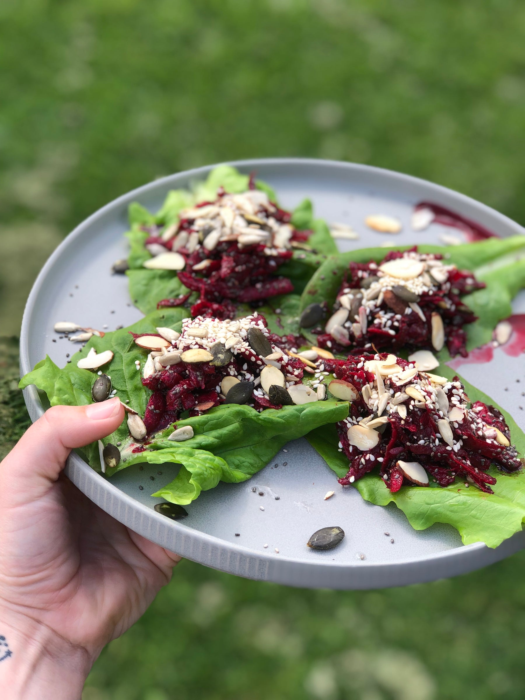 Pickled Beetroot Lettuce Cups With Toasted Seeds