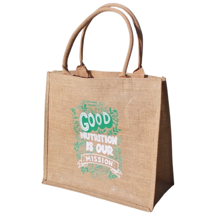 "Good Nutrition Is Our Mission" Jute Tote Bag