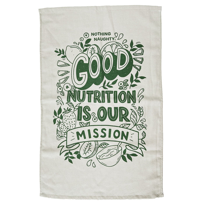 "Good Nutrition Is Our Mission" Cotton Tea Towel