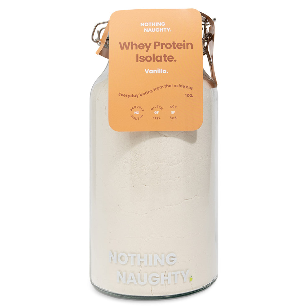 NZ Whey Protein Isolate 1kg Jar - Vanilla & Chocolate | Nothing Naughty
