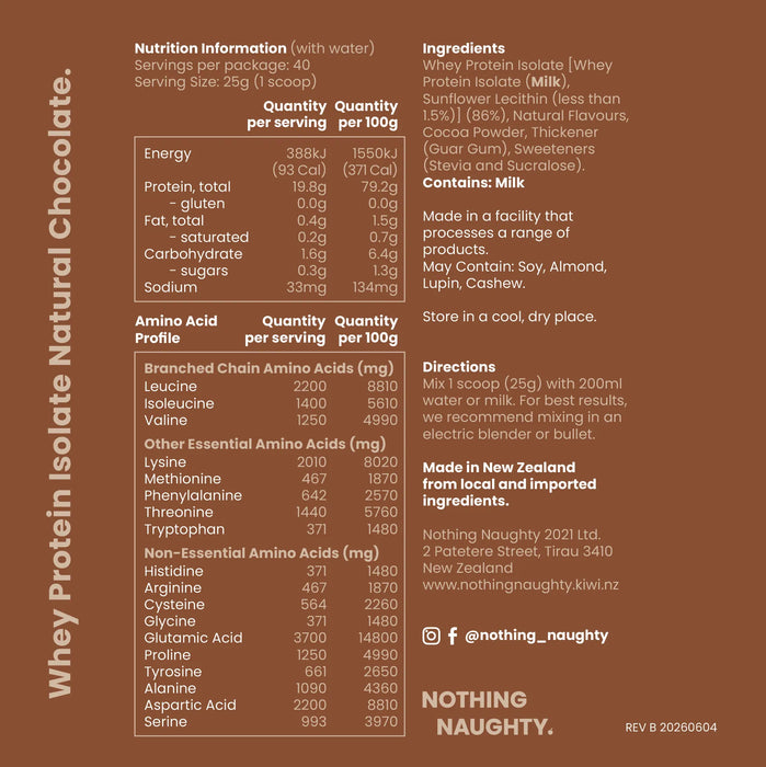 NZ Whey Protein Isolate - 1kg Refill Bag
