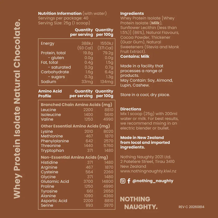 NZ Whey Protein Isolate - 1kg Refill Bag
